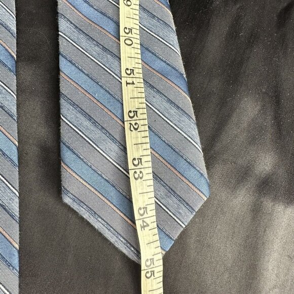 Vintage Van Gogh Blue Striped Necktie 80s 90s Pin Striped - Picture 8 of 16